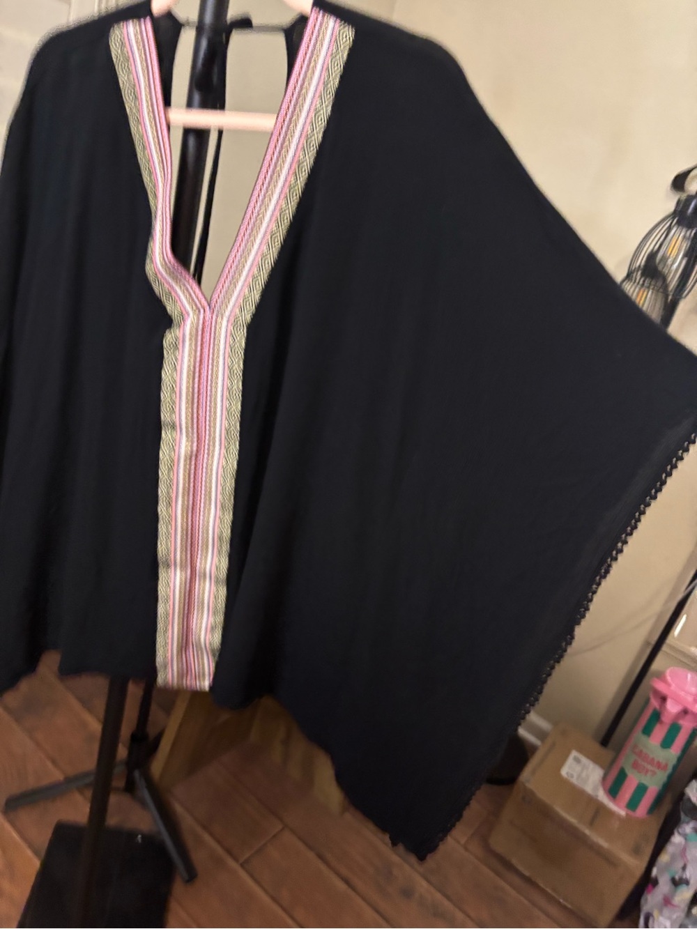Forever 21 Black V-Neck Tunic with Pink Trim - Picture 6 of 7